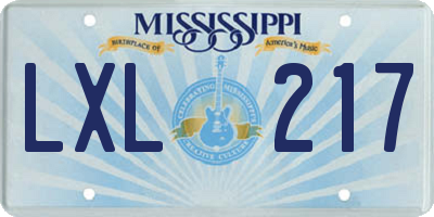 MS license plate LXL217