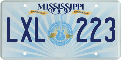 MS license plate LXL223