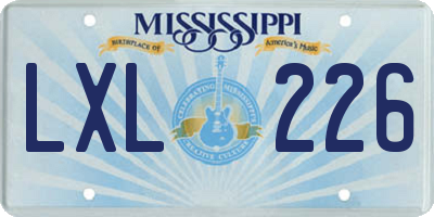 MS license plate LXL226