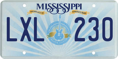 MS license plate LXL230