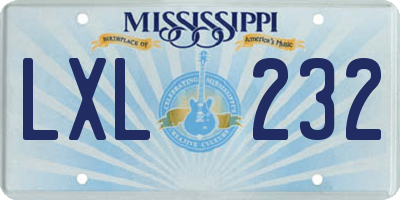 MS license plate LXL232