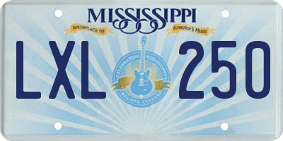MS license plate LXL250