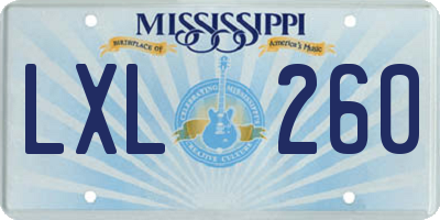 MS license plate LXL260
