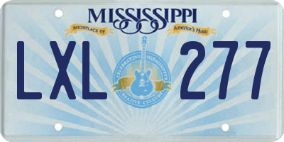 MS license plate LXL277