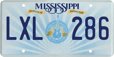 MS license plate LXL286