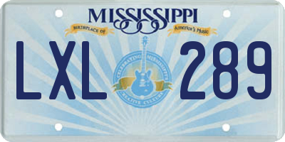 MS license plate LXL289