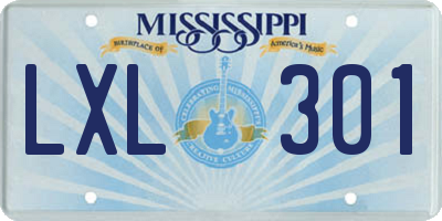 MS license plate LXL301