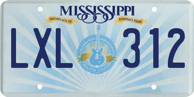 MS license plate LXL312