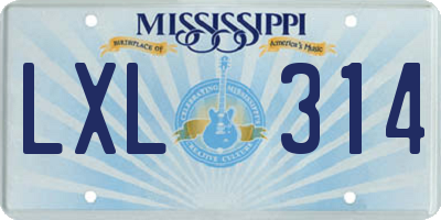 MS license plate LXL314
