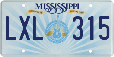 MS license plate LXL315