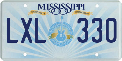MS license plate LXL330