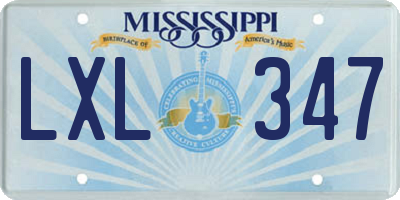 MS license plate LXL347