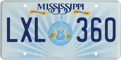 MS license plate LXL360