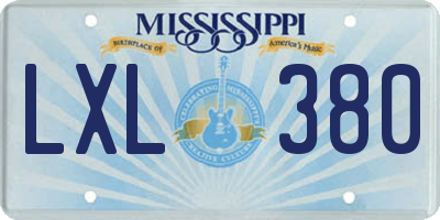MS license plate LXL380