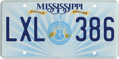 MS license plate LXL386
