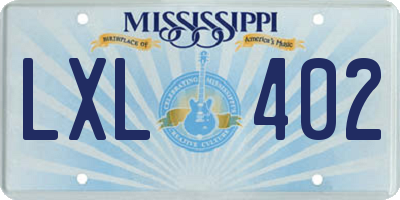MS license plate LXL402
