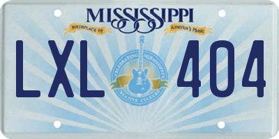 MS license plate LXL404