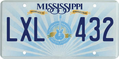 MS license plate LXL432