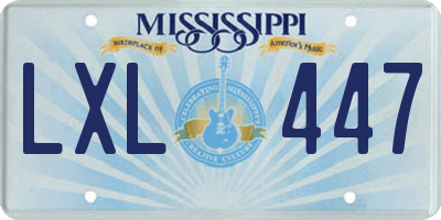 MS license plate LXL447