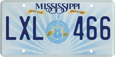 MS license plate LXL466
