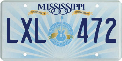 MS license plate LXL472
