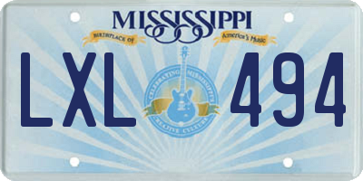 MS license plate LXL494