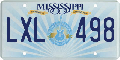 MS license plate LXL498