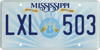 MS license plate LXL503