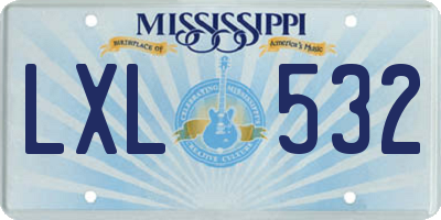 MS license plate LXL532