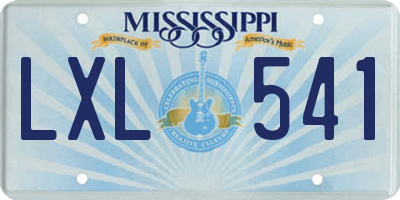 MS license plate LXL541