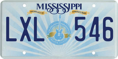 MS license plate LXL546