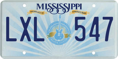 MS license plate LXL547
