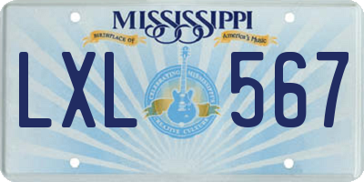 MS license plate LXL567