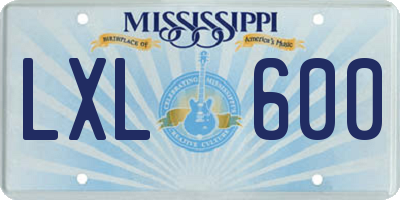 MS license plate LXL600