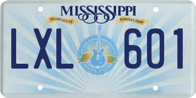 MS license plate LXL601