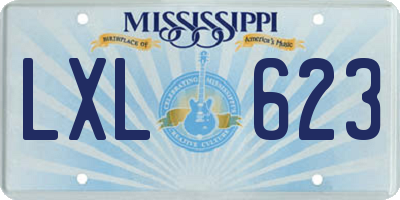 MS license plate LXL623