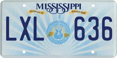 MS license plate LXL636