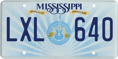 MS license plate LXL640