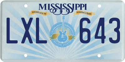 MS license plate LXL643
