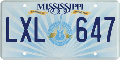 MS license plate LXL647