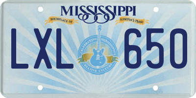 MS license plate LXL650