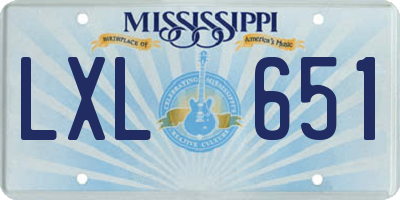 MS license plate LXL651