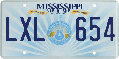MS license plate LXL654