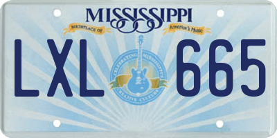 MS license plate LXL665