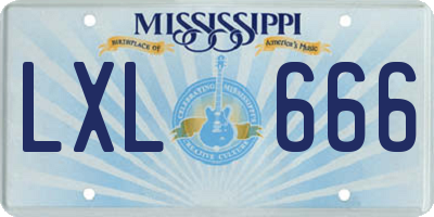 MS license plate LXL666