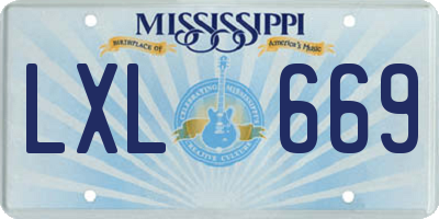 MS license plate LXL669