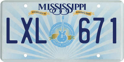MS license plate LXL671