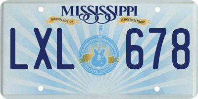 MS license plate LXL678
