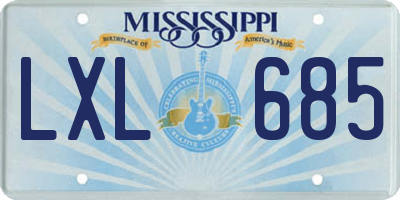 MS license plate LXL685