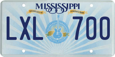MS license plate LXL700